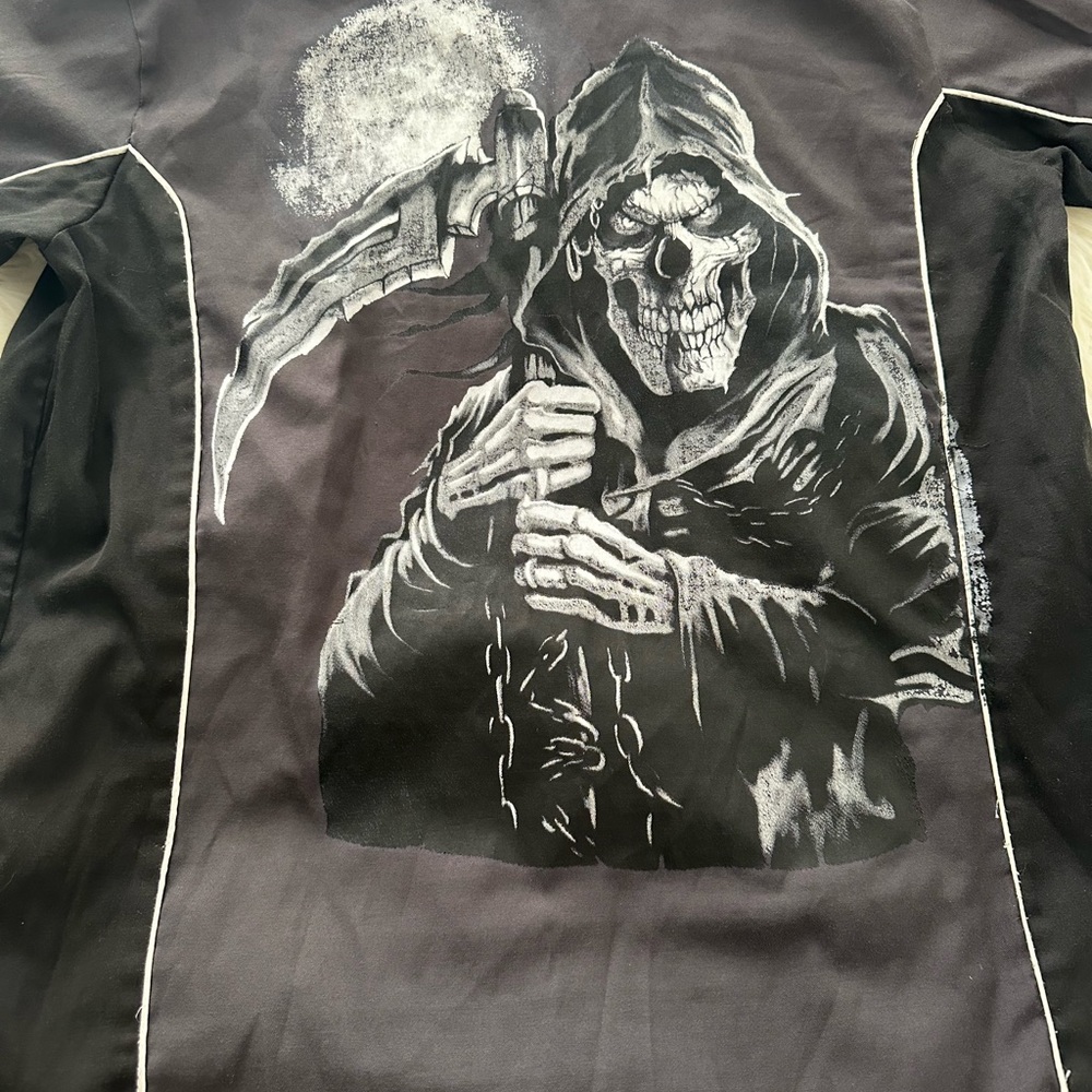Vance Biker Wear Shirt Men LBlack/Gray Daytona Beach Skull American Punk/ See De